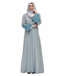Sage Green Abaya | embroidered abaya designs | stylish simple abaya designs