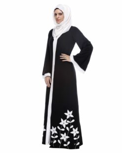 Alternative view of Black Abaya With Applique Embroidery