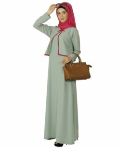 Alternative view of Sage Green Caped Abaya