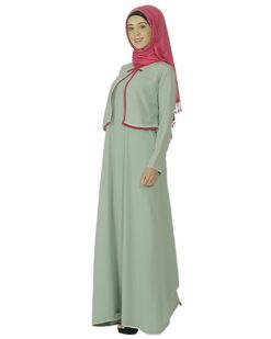 Sage Green Caped Abaya - Image 3