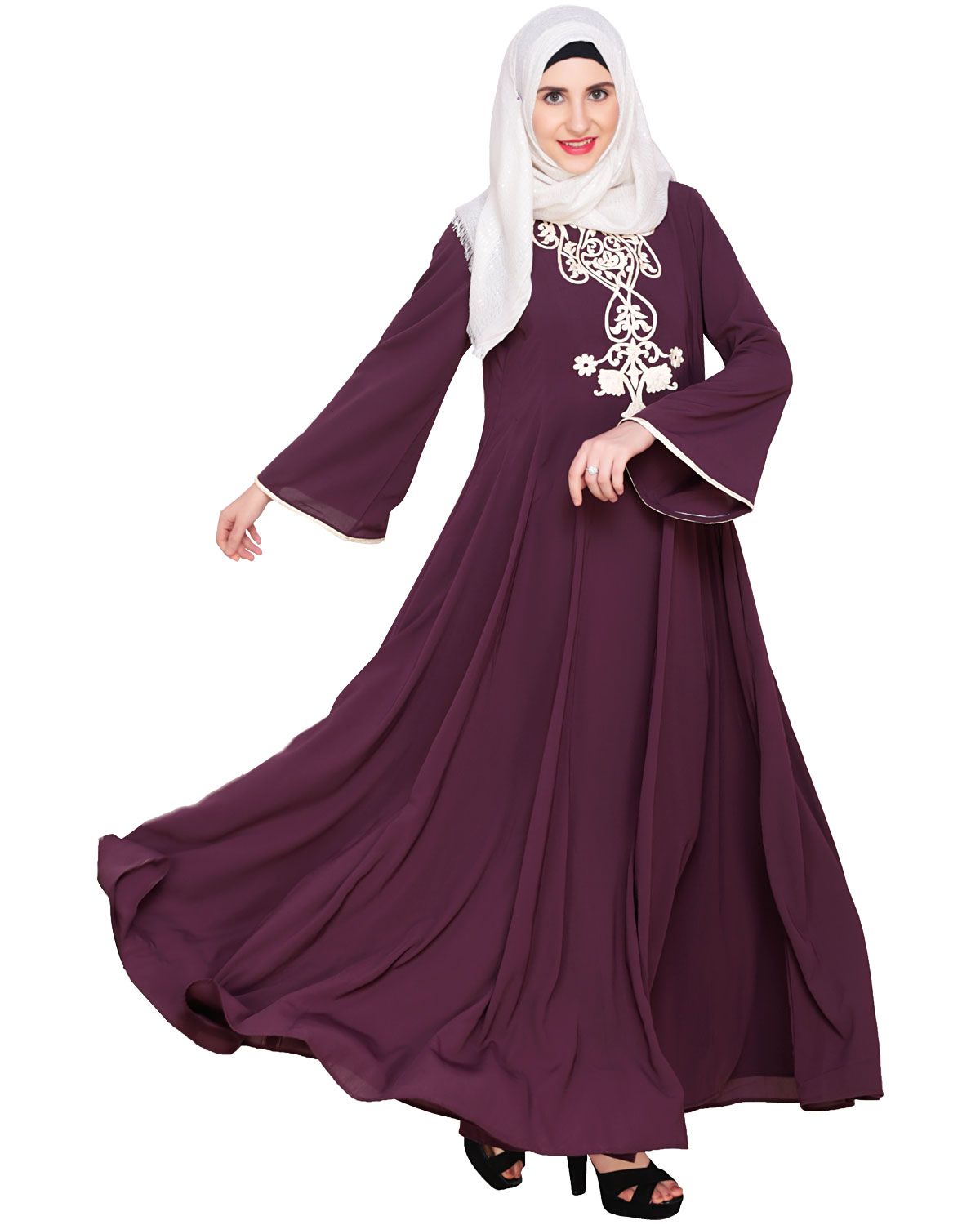 Purple Flared Abaya - Night Dress