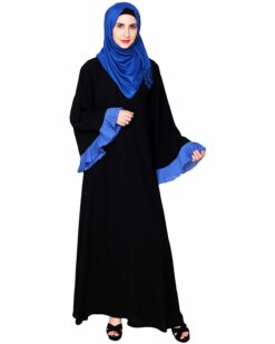 Alternative view of Classic Black Abaya with Pleated Sleeves