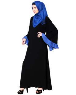 Classic Black Abaya with Pleated Sleeves - Image 3