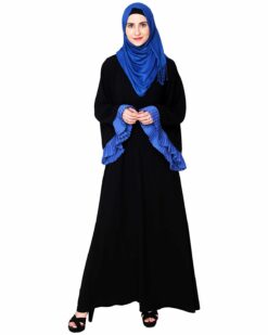 Classic Black Abaya with Pleated Sleeves - Image 4