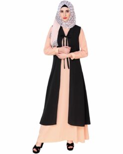 Alternative view of Multi Color Abaya with long Shrug