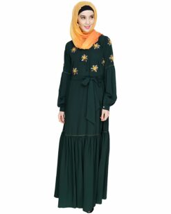 Alternative view of Dreamy Floral Embroiderd Green Abaya