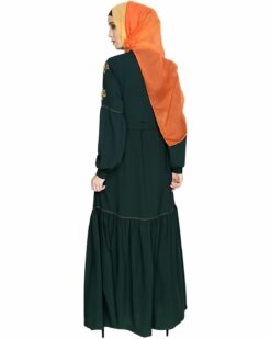 Dreamy Floral Embroiderd Green Abaya - Image 6