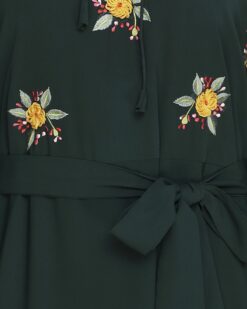 Dreamy Floral Embroiderd Green Abaya - Image 7