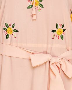 Dreamy Floral Embroiderd Peach Abaya - Image 7