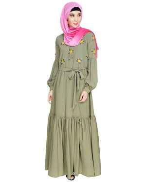embroidered abaya designs | Floral Abaya | mint abaya