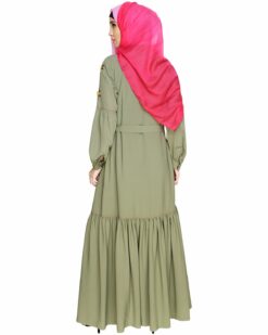 Dreamy Floral Embroiderd Dead Mint Abaya - Image 6