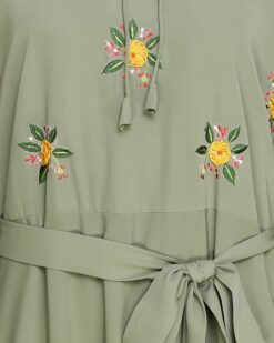 Dreamy Floral Embroiderd Dead Mint Abaya - Image 7