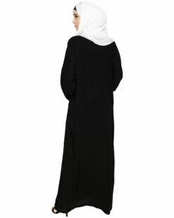 Contrast Embroidered Black Dubai Style Abaya - Image 6