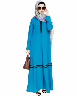 Alternative view of Graceful Lacy Teal Blue Abaya