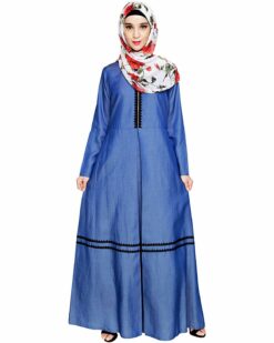 Alternative view of Graceful Lacy Dark Blue Denim Abaya