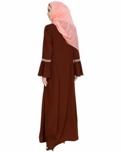 Boho Embroidered Brown Abaya - Image 5
