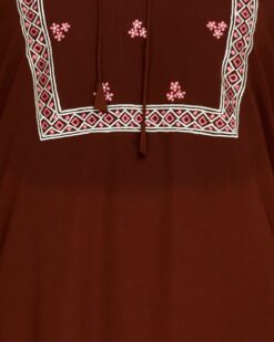 Boho Embroidered Brown Abaya - Image 6