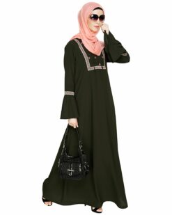 Alternative view of Boho Embroidered Olive Abaya