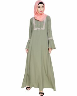 Alternative view of Boho Embroidered Dead Mint Abaya