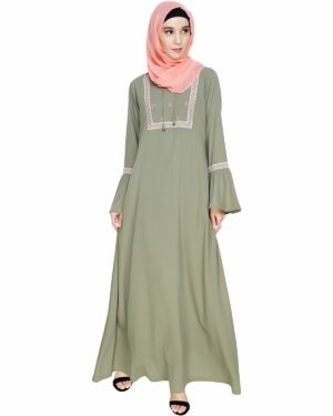 Alternative view of Boho Embroidered Dead Mint Abaya