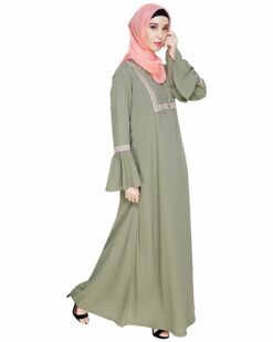 Boho Embroidered Dead Mint Abaya - Image 3