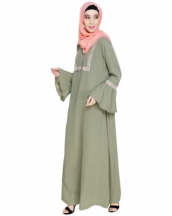 Boho Embroidered Dead Mint Abaya - Image 4