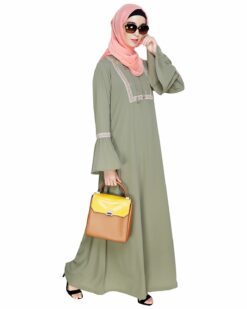 Boho Embroidered Dead Mint Abaya - Image 5
