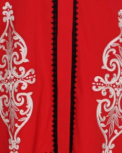 Flamboyant Embroidered Red Dubai Style Abaya - Image 6