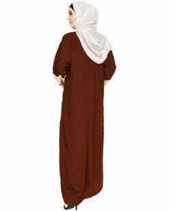 Flamboyant Embroidered Brown Dubai Style Abaya - Image 6