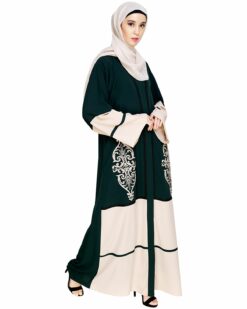 Alternative view of Flamboyant Embroidered Green Dubai Style Abaya