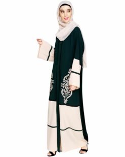 Flamboyant Embroidered Green Dubai Style Abaya - Image 3