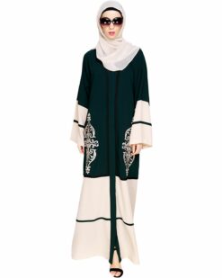 Flamboyant Embroidered Green Dubai Style Abaya - Image 5