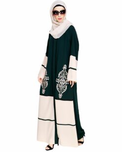 Flamboyant Embroidered Green Dubai Style Abaya - Image 6