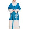 Teal Blue Abaya | embroidered abaya designs | abaya dubai style