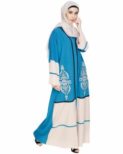 Alternative view of Flamboyant Embroidered Teal Blue Dubai Style Abaya