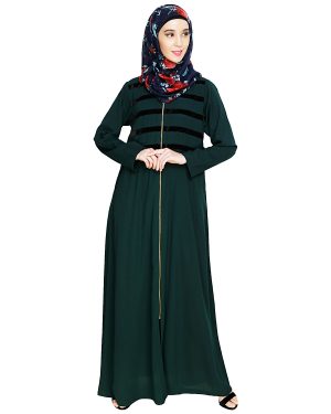kaftan style abaya | dark green abaya | emerald abaya