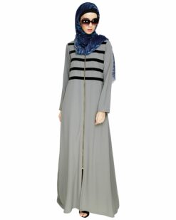 Alternative view of Enticing Stripes Grey Abaya