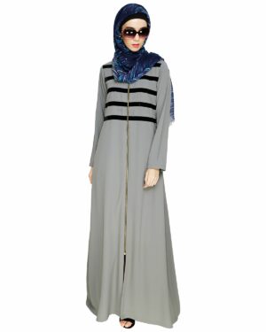 Alternative view of Enticing Stripes Grey Abaya