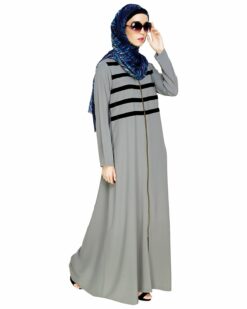 Enticing Stripes Grey Abaya - Image 5
