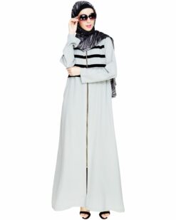 Alternative view of Enticing Stripes Sage Green Abaya