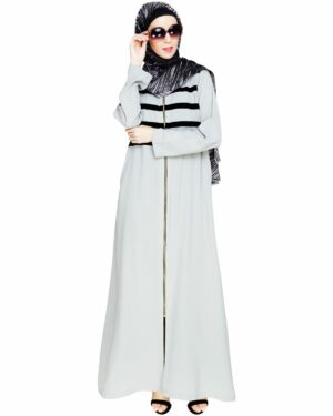 Alternative view of Enticing Stripes Sage Green Abaya
