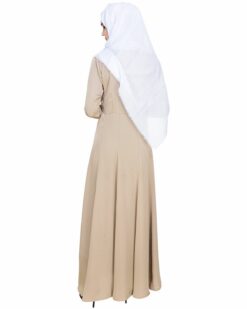 Beautiful Embroidered Yoke Beige Abaya - Image 6