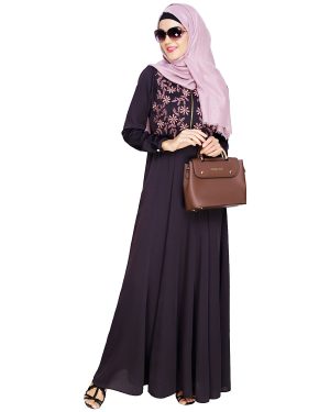 Dark Purple Abaya | embroidered abaya | pakistani burqa design