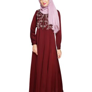maroon Abaya | embroidered abaya | new abaya design