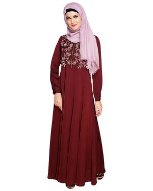 maroon Abaya | embroidered abaya | new abaya design