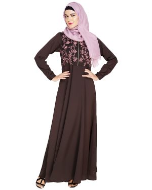 abaya and hijab designs | Brown Abaya | embroidered abaya