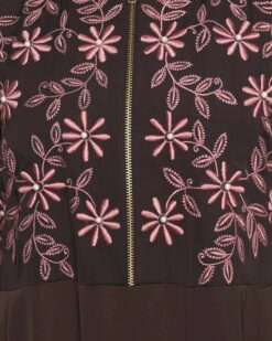 Alternative view of Beautiful Embroidered Yoke Brown Abaya
