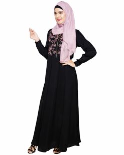 Beautiful Embroidered Yoke Black Abaya - Image 3