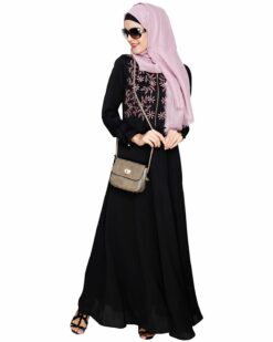 Beautiful Embroidered Yoke Black Abaya - Image 4