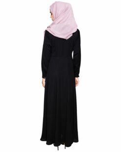Beautiful Embroidered Yoke Black Abaya - Image 6